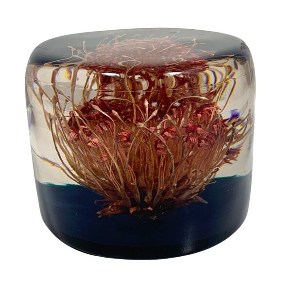 Vintage MCM Wild Thistle Flower Acrylic Resin Paperweight Handmade In Zimbabwe - Picture 5 of 7